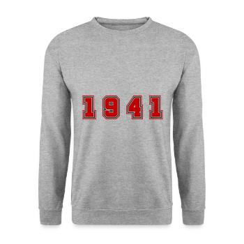 1941 Jahr Zahl - Unisex Pullover - Weißgrau meliert - Vorne - Alina (178cm) & Michal (187cm)