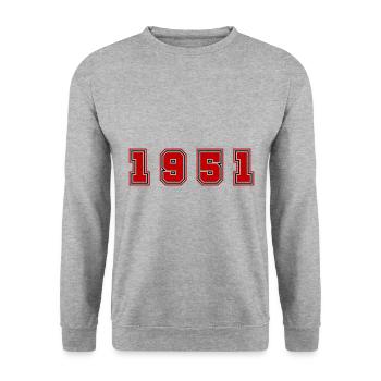 1951 Year Number - Unisex Sweatshirt - salt & pepper - Front - Alina (178cm) & Michal (187cm)