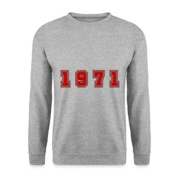1971 Year Number - Unisex Sweatshirt - salt & pepper - Front - Alina (178cm) & Michal (187cm)