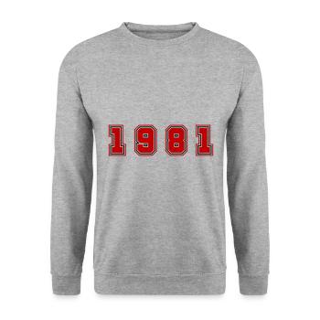 Numéro de l’année 1981 - Sweat-shirt Unisexe - gris chiné - Devant - Alina (178cm) & Michal (187cm)