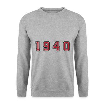 Numéro de l’année 1940 - Sweat-shirt Unisexe - gris chiné - Devant - Alina (178cm) & Michal (187cm)