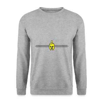 Spartaner Helm Logo - Unisex Pullover - Weißgrau meliert - Vorne - Alina (178cm) & Michal (187cm)