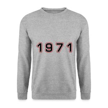 1971 Year Number - Unisex Sweatshirt - salt & pepper - Front - Alina (178cm) & Michal (187cm)