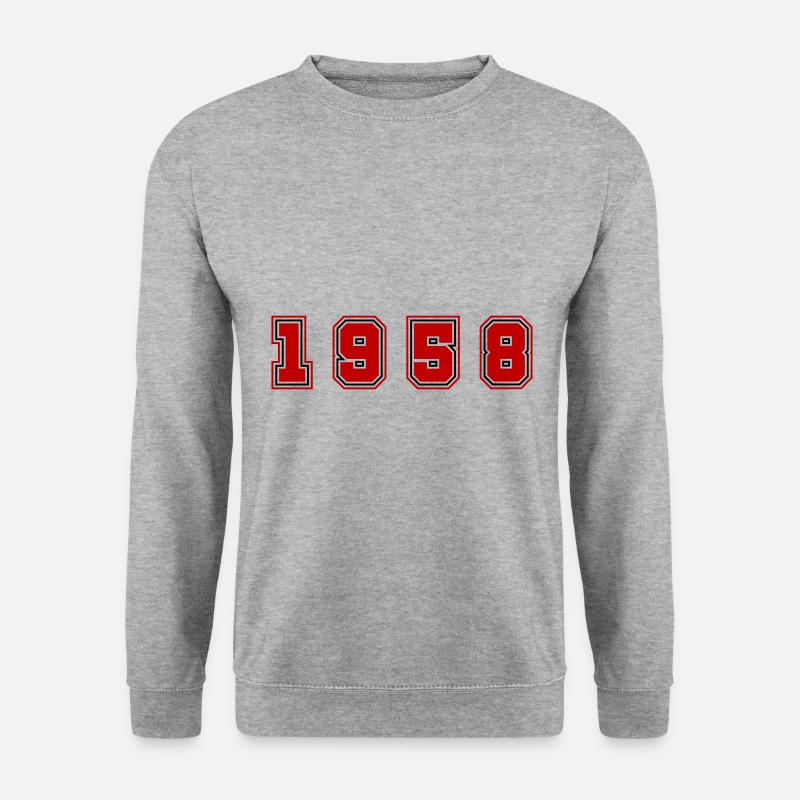 1958 Jahr Zahl - Unisex Pullover - Weißgrau meliert