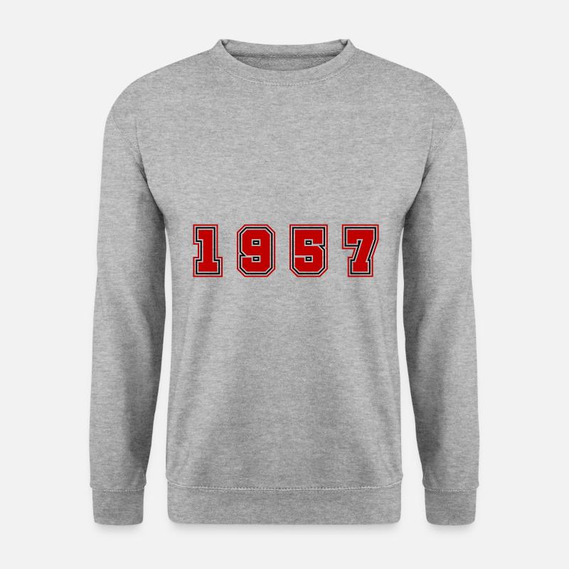 1957 Jahr Zahl - Unisex Pullover - Weißgrau meliert