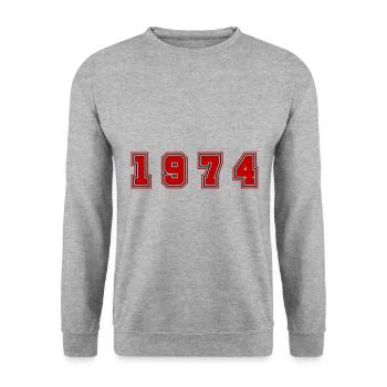 Numéro de l’année 1974 - Sweat-shirt Unisexe - gris chiné - Devant - Alina (178cm) & Michal (187cm)