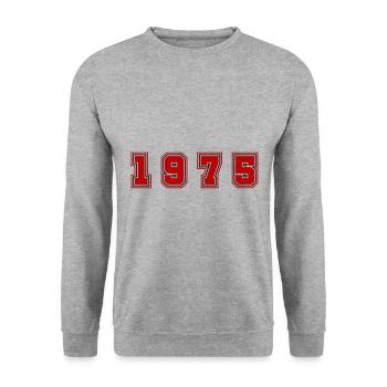1975 Jahr Zahl - Unisex Pullover - Weißgrau meliert - Vorne - Alina (178cm) & Michal (187cm)
