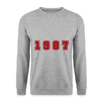 1987 Year Number - Unisex Sweatshirt - salt & pepper - Front - Alina (178cm) & Michal (187cm)