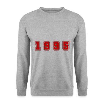 1995 Year Number - Unisex Sweatshirt - salt & pepper - Front - Alina (178cm) & Michal (187cm)