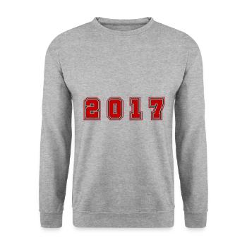 2017 Jahr Zahl - Unisex Pullover - Weißgrau meliert - Vorne - Alina (178cm) & Michal (187cm)