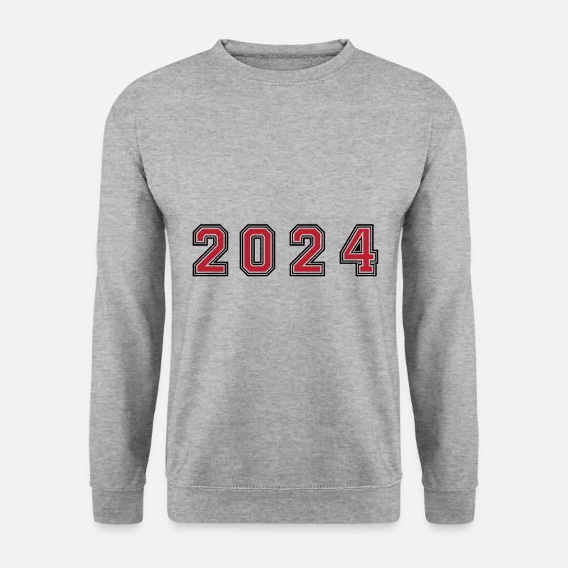 2024 Jahr Zahl - Unisex Pullover - Weißgrau meliert