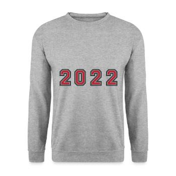 2022 Jahr Zahl - Unisex Pullover - Weißgrau meliert - Vorne - Alina (178cm) & Michal (187cm)