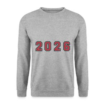 2026 year number - Unisex Sweatshirt - salt & pepper - Front - Alina (178cm) & Michal (187cm)
