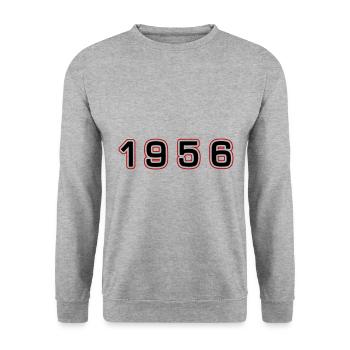 1956 Year Number - Unisex Sweatshirt - salt & pepper - Front - Alina (178cm) & Michal (187cm)
