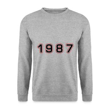 1987 Year Number - Unisex Sweatshirt - salt & pepper - Front - Alina (178cm) & Michal (187cm)