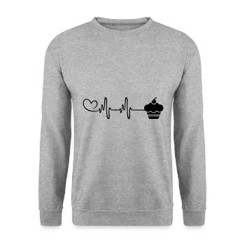Muffin Pulse Heart Love - Sweat-shirt Unisexe - gris chiné - Devant - Alina (178cm) & Michal (187cm)