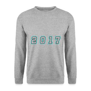 2017 Jahr Zahl - Unisex Pullover - Weißgrau meliert - Vorne - Alina (178cm) & Michal (187cm)