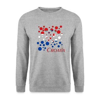 Kroatien Bubbles Croatia - Unisex Pullover - Weißgrau meliert - Vorne - Alina (178cm) & Michal (187cm)