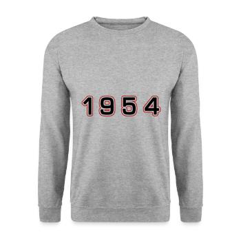 1954 Year Number - Unisex Sweatshirt - salt & pepper - Front - Alina (178cm) & Michal (187cm)