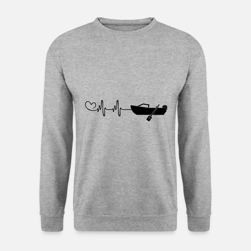 Herzschlag Boot - Unisex Pullover - Weißgrau meliert