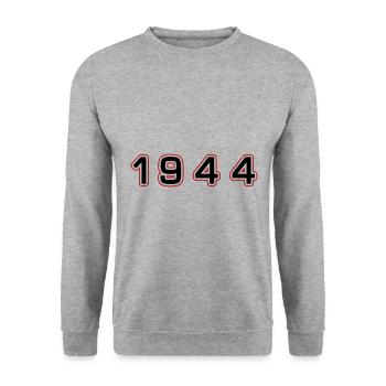 1944 Jahr Zahl - Unisex Pullover - Weißgrau meliert - Vorne - Alina (178cm) & Michal (187cm)