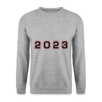 2023 Jahr Zahl - Unisex Pullover - Weißgrau meliert - Vorne - Alina (178cm) & Michal (187cm)