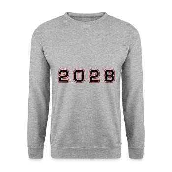 2028 Jahr Zahl - Unisex Pullover - Weißgrau meliert - Vorne - Alina (178cm) & Michal (187cm)