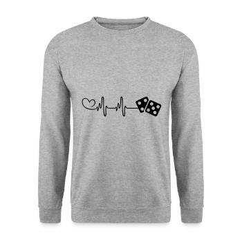 Dice Casino Pulse Heart Love - Sweat-shirt Unisexe - gris chiné - Devant - Alina (178cm) & Michal (187cm)