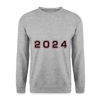 2024 Jahr Zahl - Unisex Pullover - Weißgrau meliert - Vorne - Alina (178cm) & Michal (187cm)