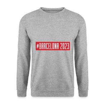 Barcelona 2023 - Unisex Pullover - Weißgrau meliert - Vorne - Alina (178cm) & Michal (187cm)