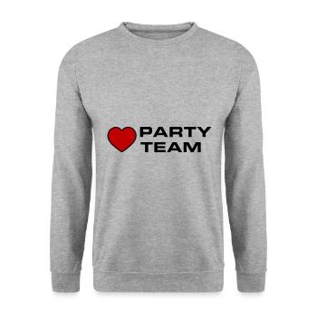 Party Team Herz - Unisex Pullover - Weißgrau meliert - Vorne - Alina (178cm) & Michal (187cm)