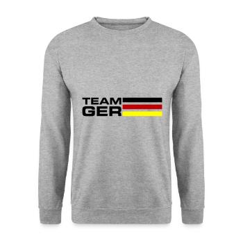 Team Germany - Unisex Pullover - Weißgrau meliert - Vorne - Alina (178cm) & Michal (187cm)