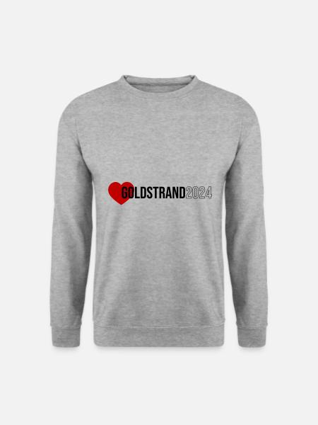 Goldstrand 2024 Herz Urlaub - Unisex Pullover - Weißgrau meliert