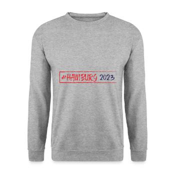 Hamburg 2023 - Unisex Pullover - Weißgrau meliert - Vorne - Alina (178cm) & Michal (187cm)