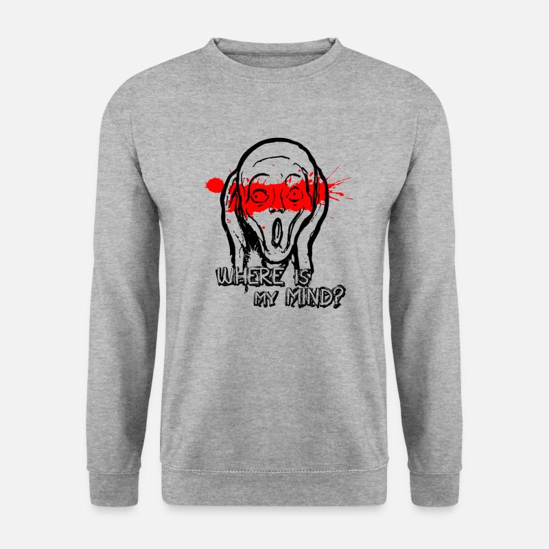 Der Schrei - Where is my mind? - Unisex Pullover - Weißgrau meliert