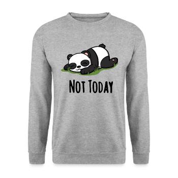 Not today Panda - lustiger Spruch Geschenkidee - Unisex Pullover - Weißgrau meliert - Vorne - Alina (178cm) & Michal (187cm)