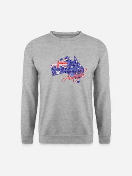 Australien - Australia - Unisex Pullover - Weißgrau meliert