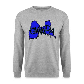 GWADA - Sweat-shirt Unisexe - gris chiné - Devant - Alina (178cm) & Michal (187cm)
