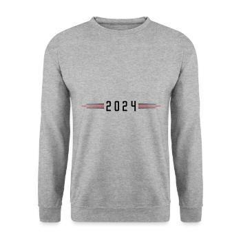 2024 Symbol - Unisex Pullover - Weißgrau meliert - Vorne - Alina (178cm) & Michal (187cm)