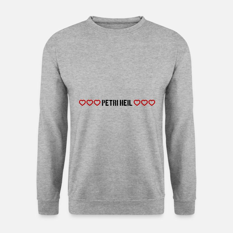 Petri Heil herzchen Fischen - Unisex Pullover - Weißgrau meliert
