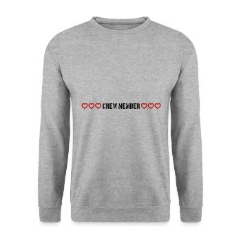 Crew Mitglied Herz Liebe - Unisex Pullover - Weißgrau meliert - Vorne - Alina (178cm) & Michal (187cm)
