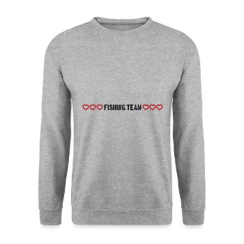 fishing team herzchen - Unisex Pullover - Weißgrau meliert - Vorne - Alina (178cm) & Michal (187cm)
