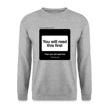 Read First Humor Mind brain perception thoughts - Unisex Sweatshirt - salt & pepper - Front - Alina (178cm) & Michal (187cm)