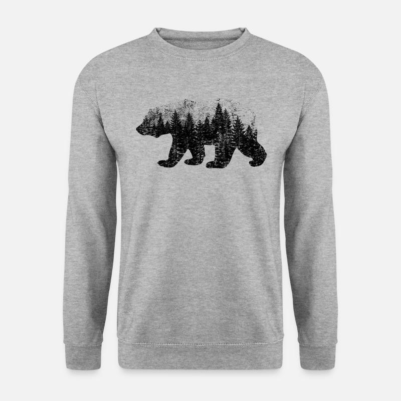Bär (Wald, used) - Unisex Pullover - Weißgrau meliert