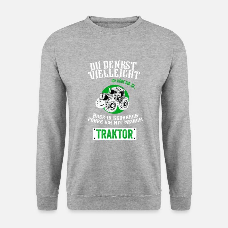 Traktor Fahren Traktor Shirt Kinder Junge Geschenk - Unisex Pullover - Weißgrau meliert