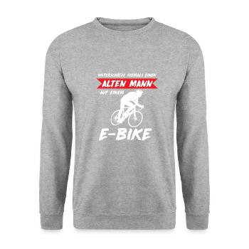 E-Bike Shirt E Bike T-Shirt EBike Spruch Lustig - Unisex Pullover - Weißgrau meliert - Vorne - Alina (178cm) & Michal (187cm)