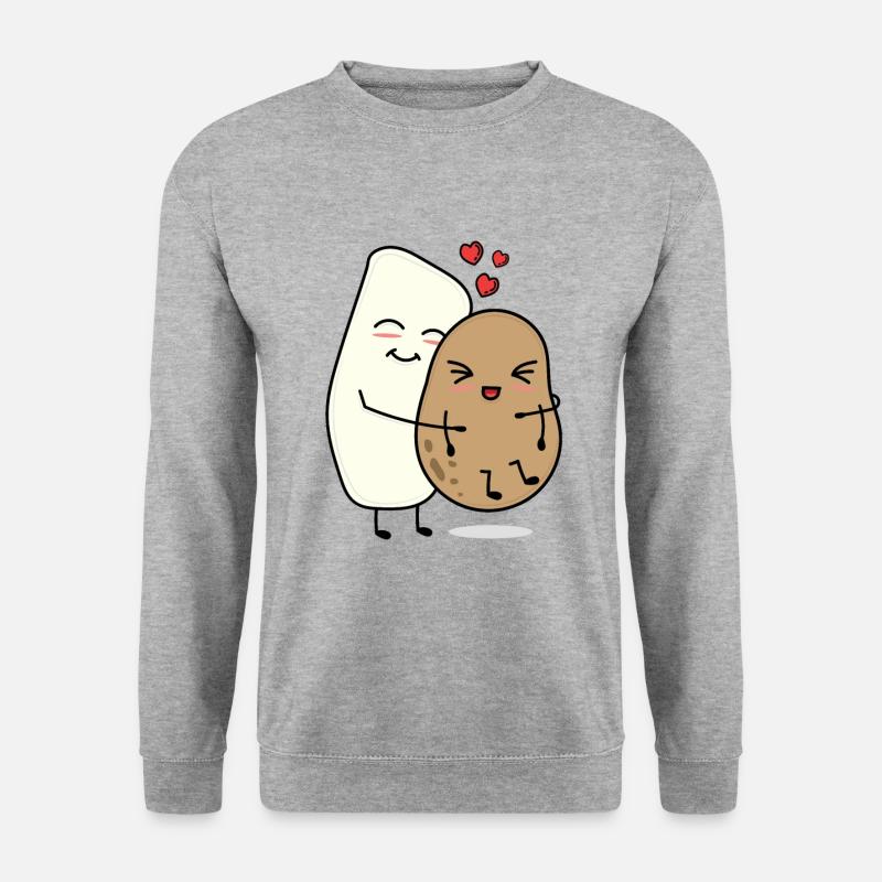 Marzipan umarmt Kartoffel Geschenkidee - Unisex Pullover - Weißgrau meliert