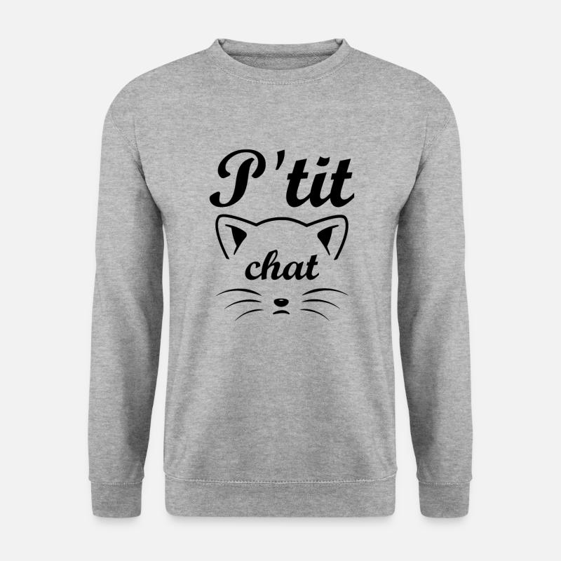 p'tit chat pull claire - Sweat-shirt Unisexe - gris chiné