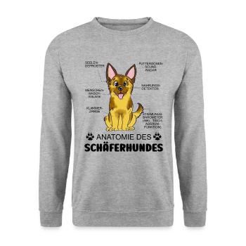 Anatomie des Schäferhundes - Unisex Pullover - Weißgrau meliert - Vorne - Alina (178cm) & Michal (187cm)