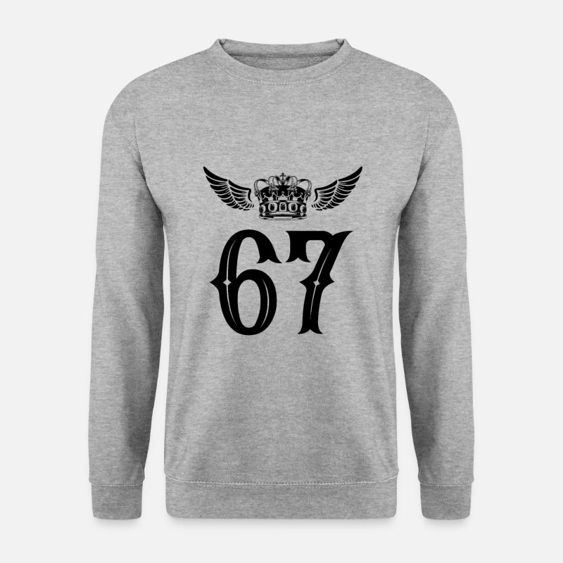 67 Zahl Krone - Unisex Pullover - Weißgrau meliert